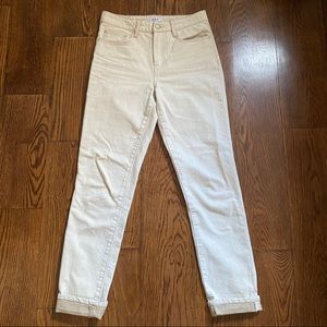 OAT New York cream/ivory stitch lined mom jeans